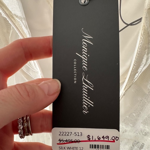 NEW WITH TAGS: Monique L'Huillier Collection White Point D'esprit Dress - Picture 8 of 10